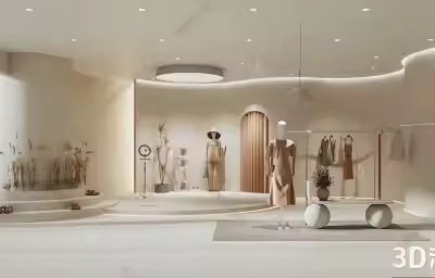 3D服装展厅效果图：时尚融合艺术的未来展现