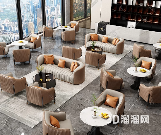 酒店休息区沙发怎么设计?-3d溜溜网