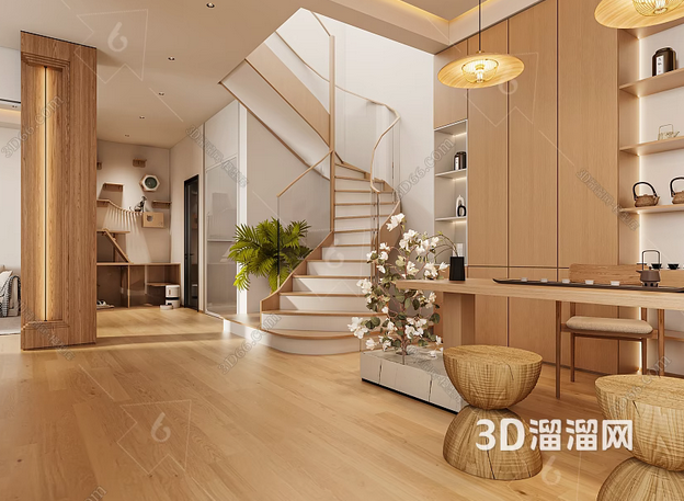 现代日式风格装饰要素-3d溜溜网