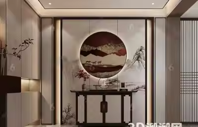 装饰修整新中式玄关墙技巧