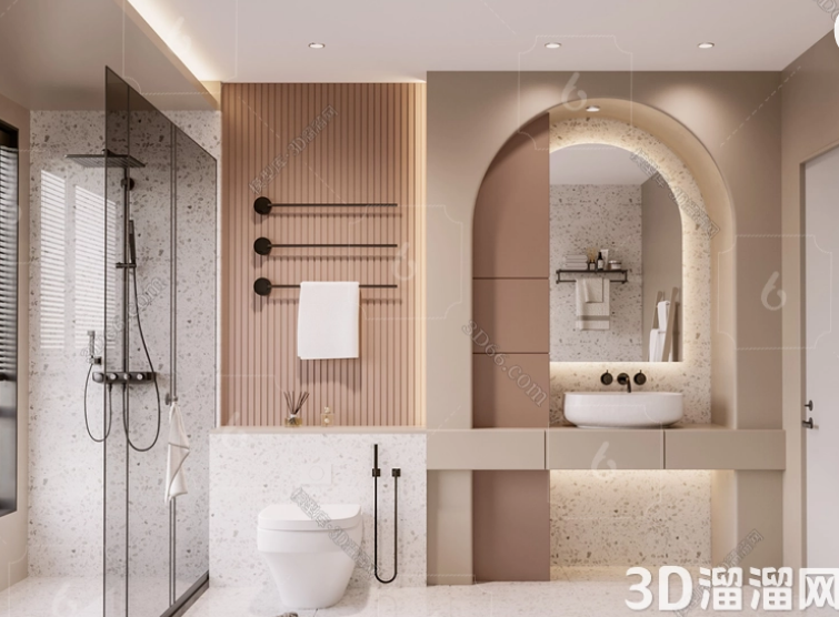 4种流行色系卫生间3d效果图 4种流行色系卫生间3d效果图
