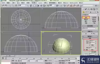 3dmax9如何做一个简易圆形凉亭的顶部？
