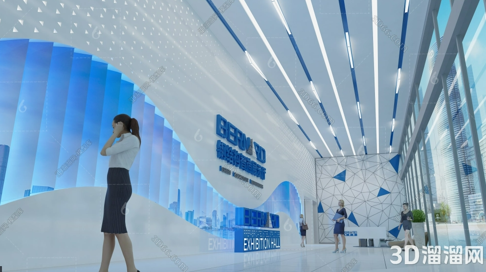 3D展厅前厅效果图：营造引人入胜的空间体验