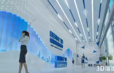 3D展厅前厅效果图：营造引人入胜的空间体验