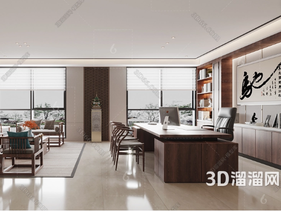 如何打造充满禅意氛围的办公室设计?-3d溜溜网