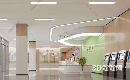 私立医院前台怎么设计-3d溜溜网