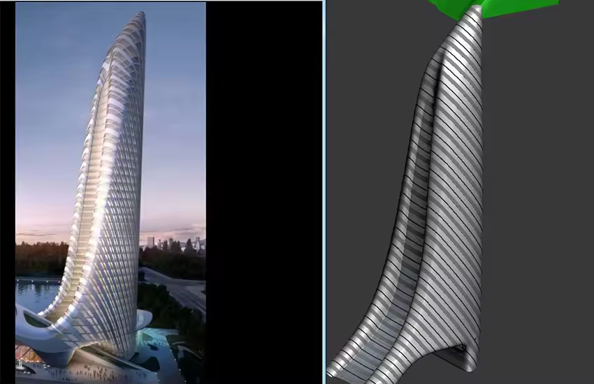 3DMax制作异形建筑放射状外立面教程
