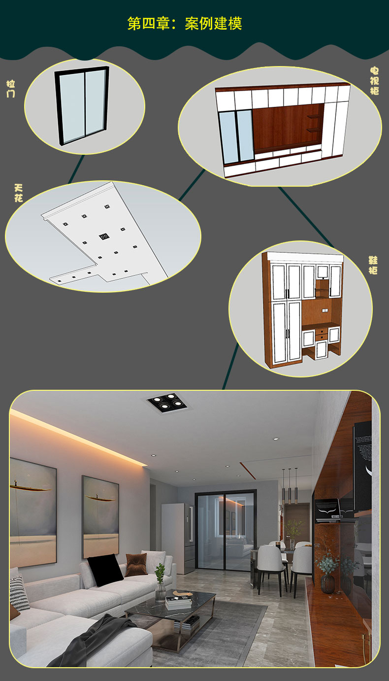 零基础草图大师SketchUp 2018建模空间表现视频教程