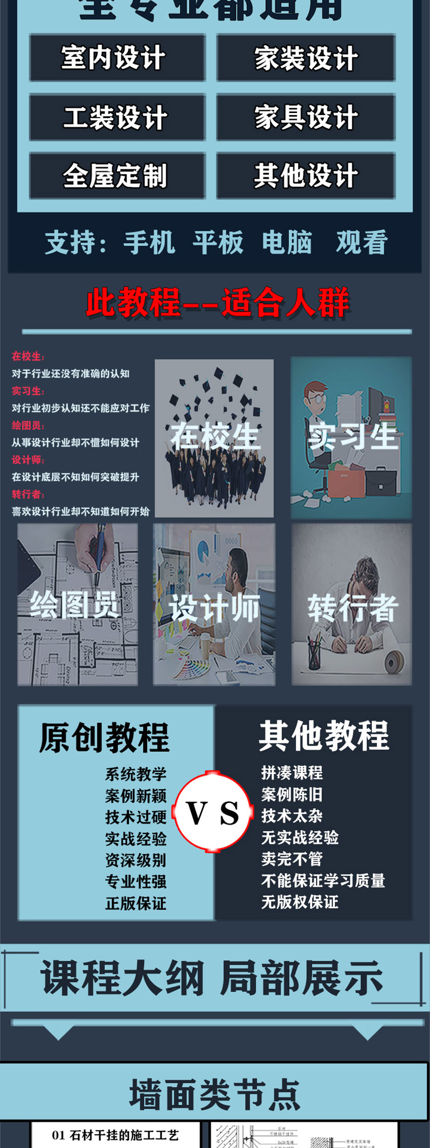 室内设计CAD节点详图剖面教程墙面类节点篇课