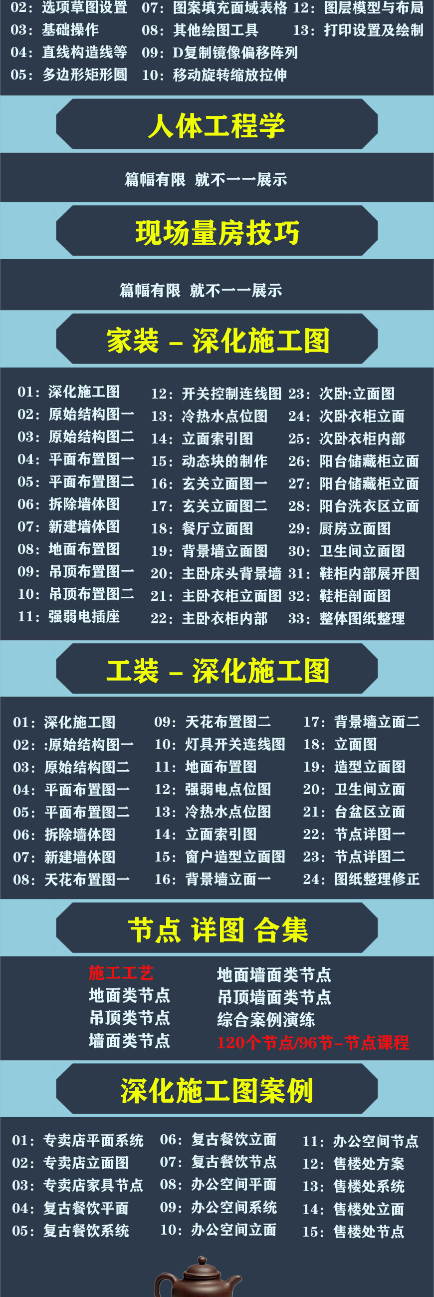 室内设计家装工装深化施工图CAD节点详图施工工艺预算谈单技巧