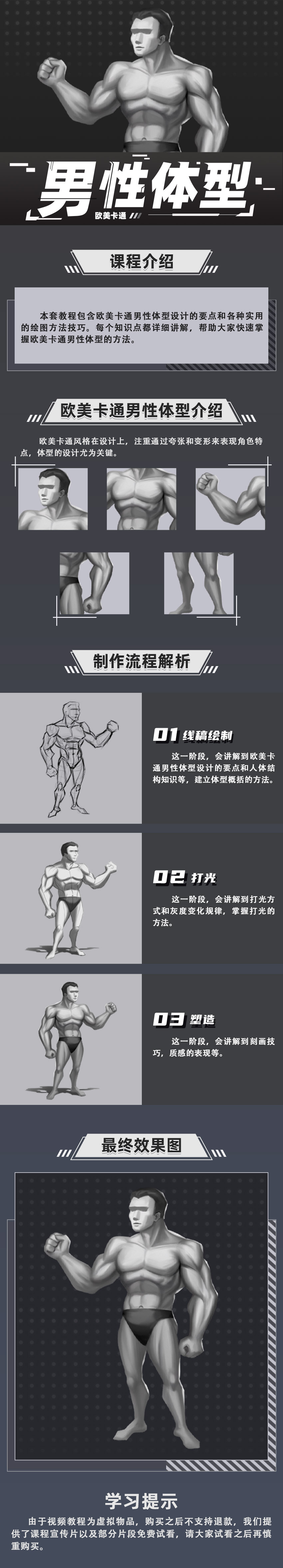 欧美卡通男性体型绘制