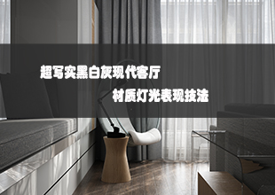 超写实黑白灰现代客厅材质灯光表现技法