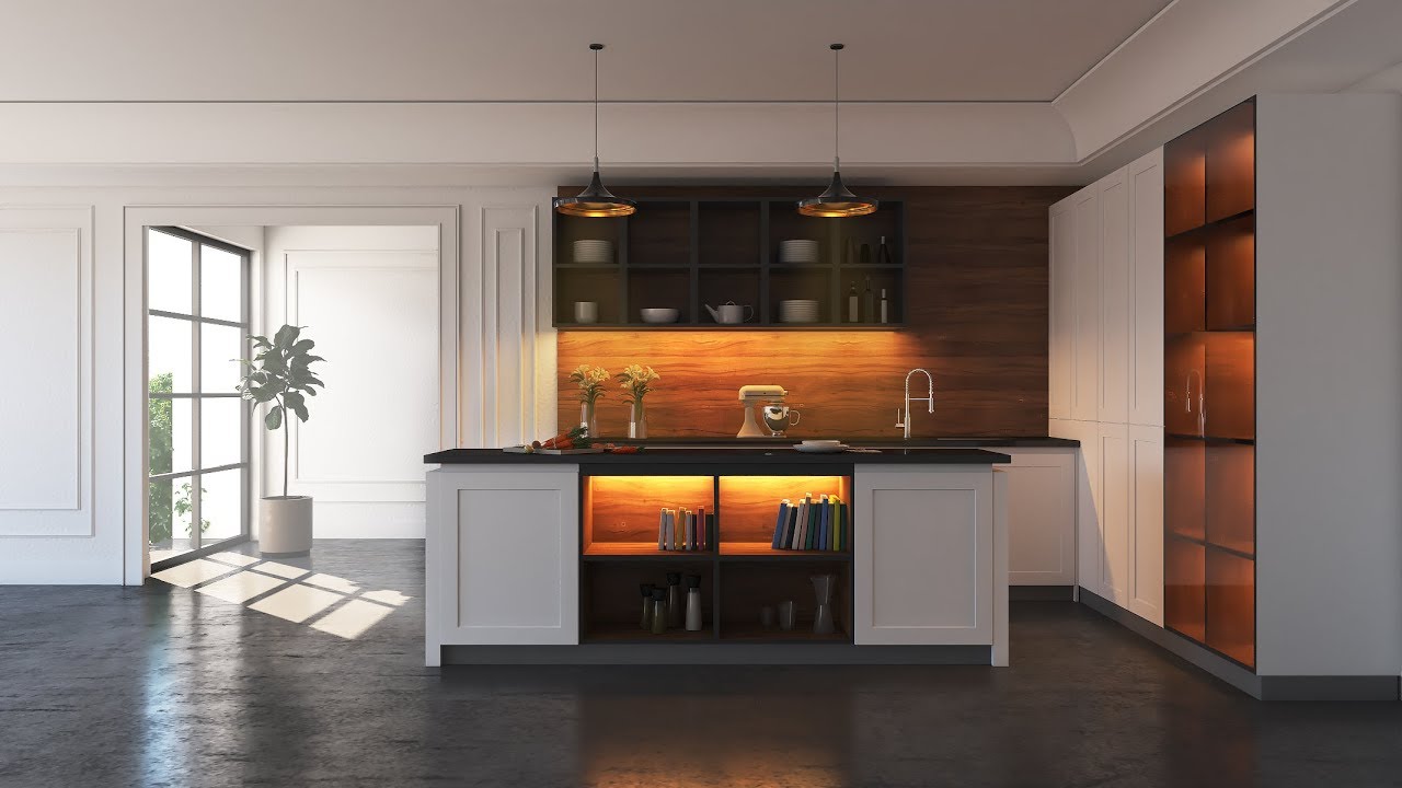 3DMax+Vray室内现代厨房建模与渲染教程